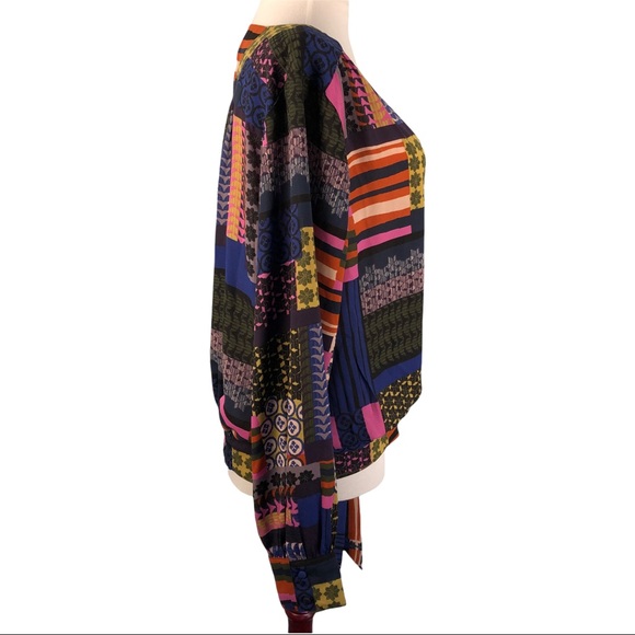 Colorful Patchwork Wrap Top - Picture 4 of 10